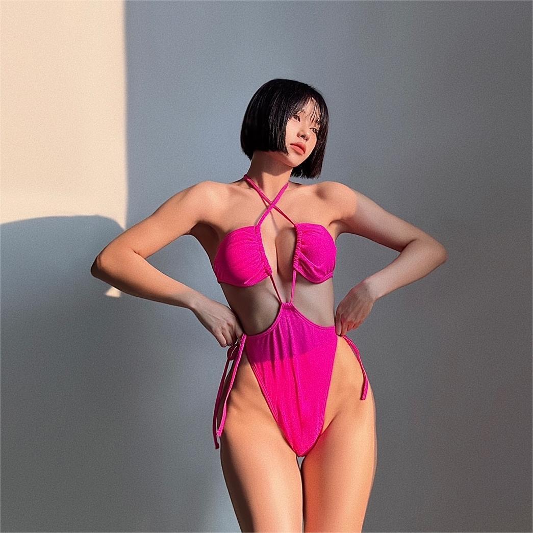 Fashion Drawstring One-piece Swimsuit For Women