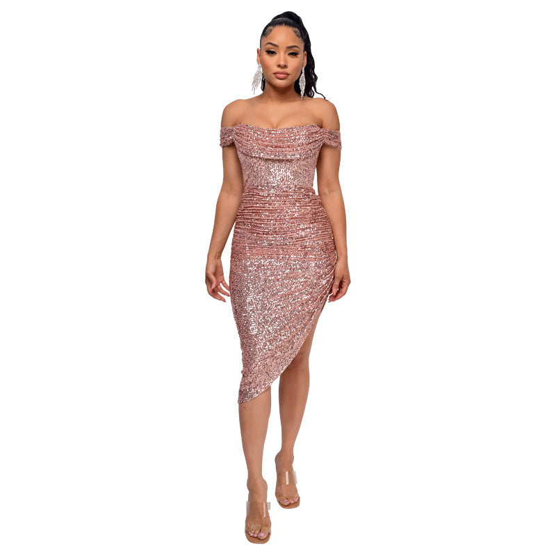 Women's Summer Off-shoulder French Waist Dress