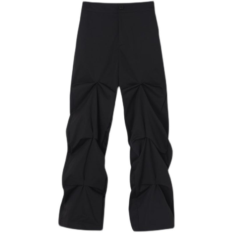 Dark Designer Pleated Casual Pants Men's Loose Crinkled