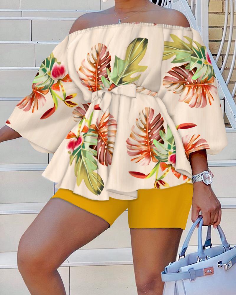 Women's Off Shoulder Fashion Print Set