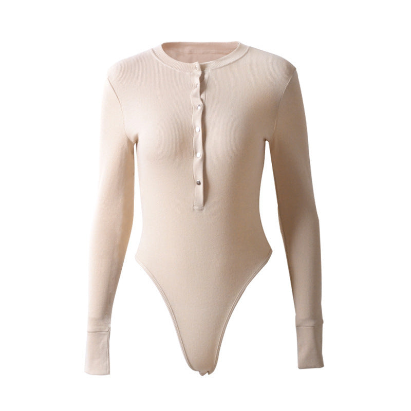 Long-sleeved pit stripe jumpsuit
