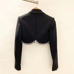 Fashion Long Sleeve Tassel Top Short Skirt Two-piece Set