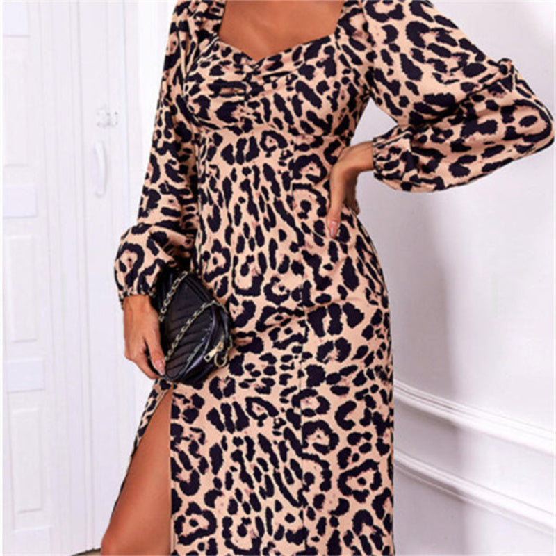Women's Long-sleeved Knee-length Elegant Split Dress