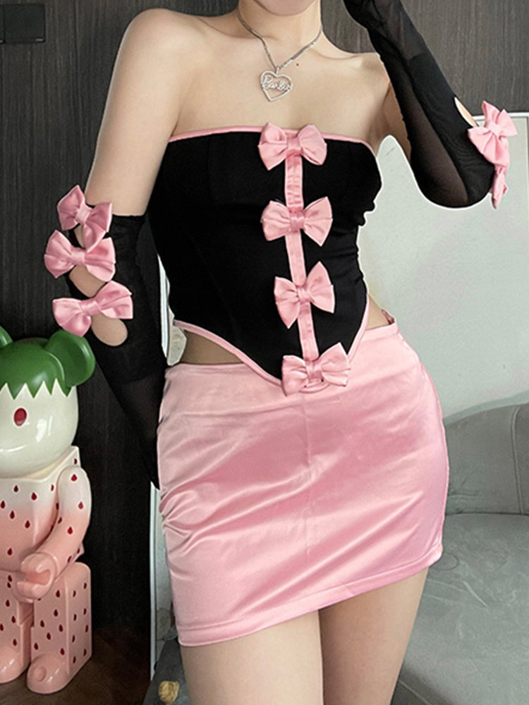 Back Bodice Top Hip Wrap Skirt Two-piece Set