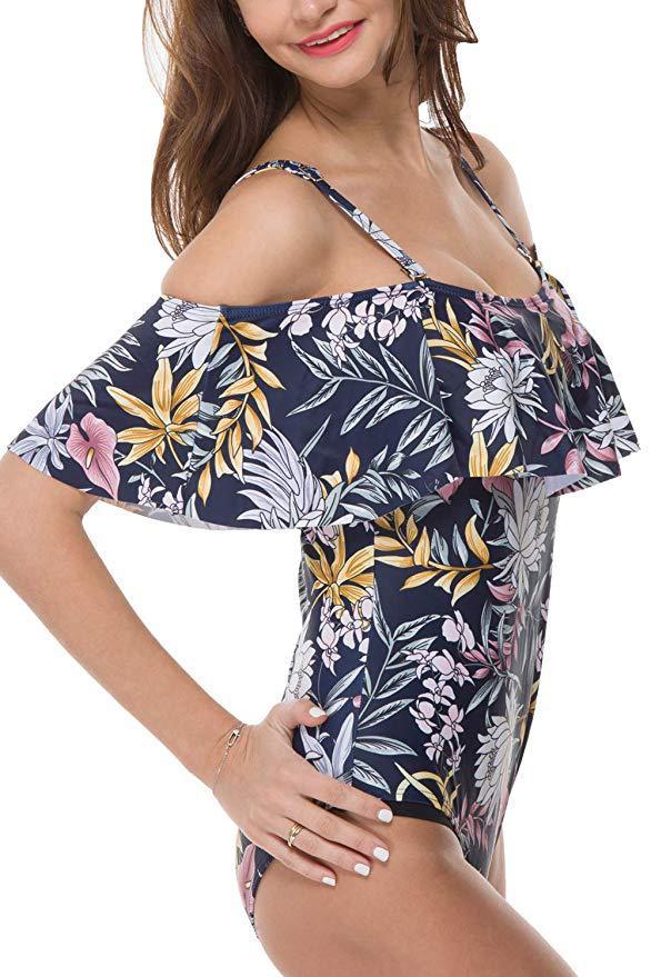 Slim Off Shoulder Women's One-piece Swimsuit