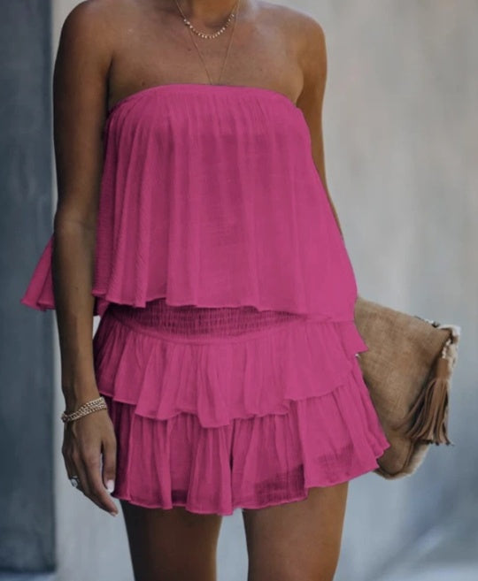 Bandeau ruffled jumpsuit