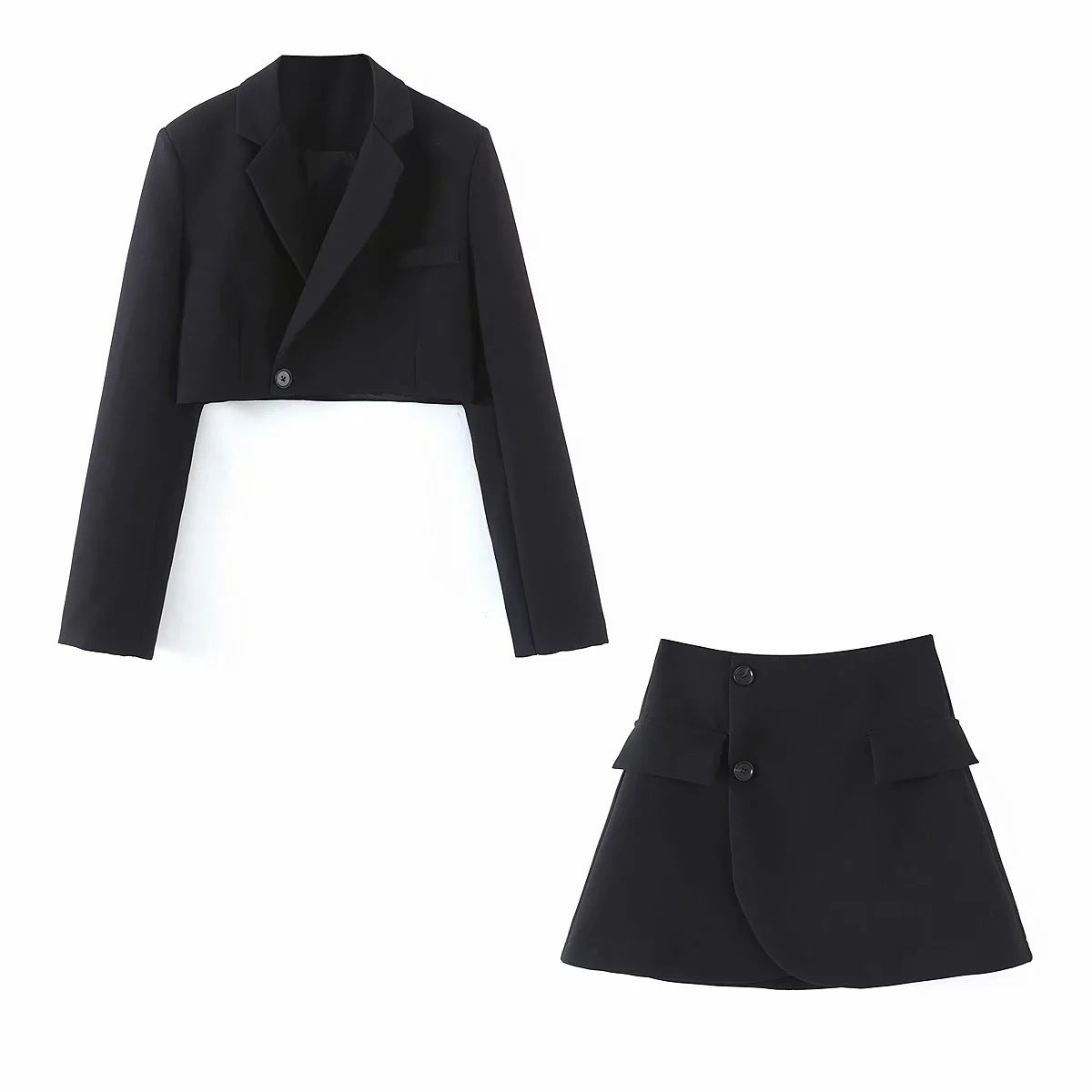 Fashion Two-Piece Suit With One-Piece Wrap A-Line Skirt