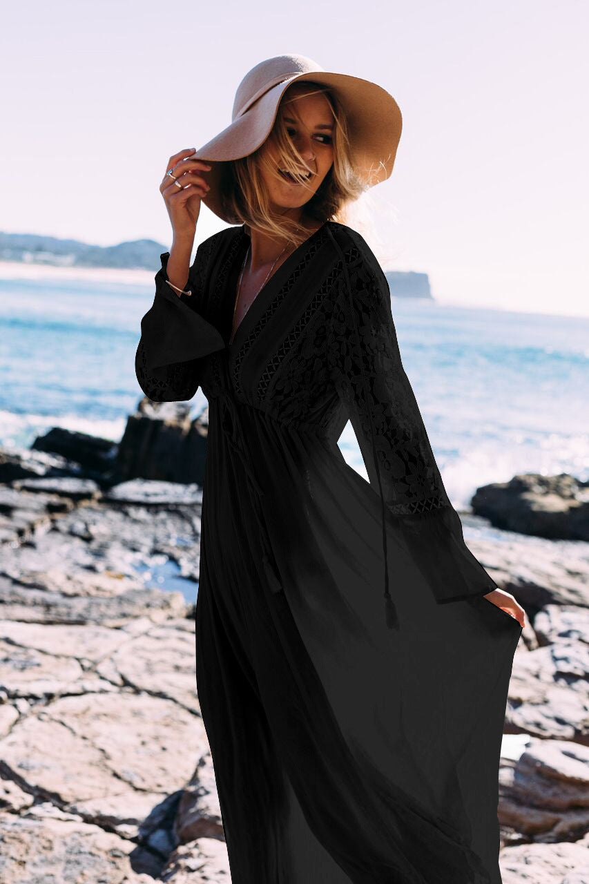 Vacation One-piece Long Skirt Bikini Swimsuit Cover Top