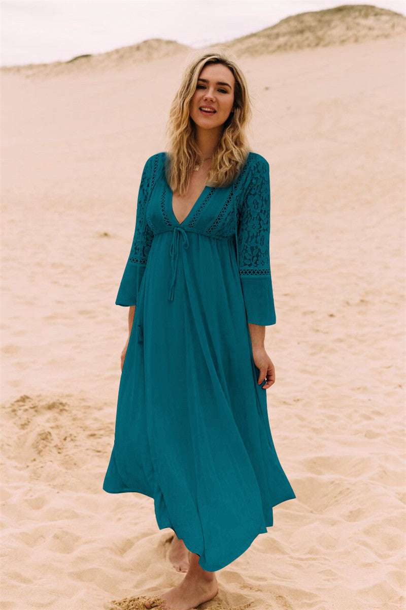 Vacation One-piece Long Skirt Bikini Swimsuit Cover Top