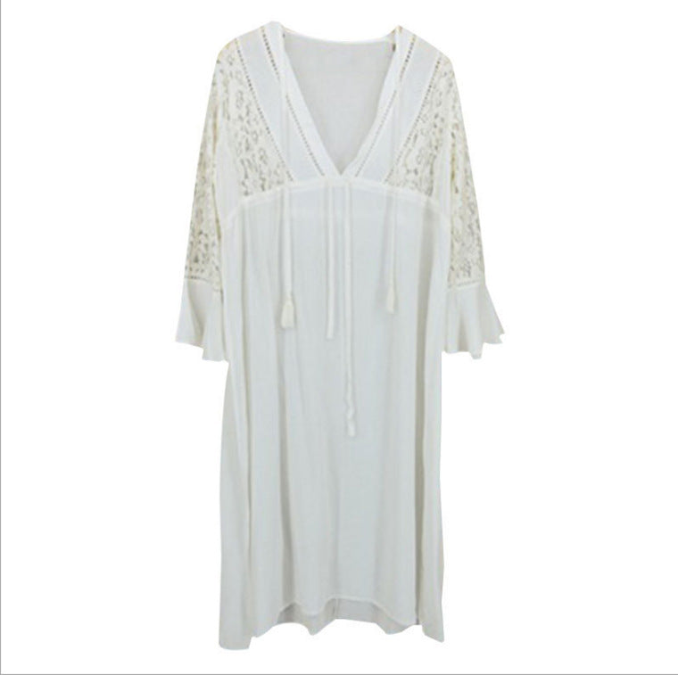 Vacation One-piece Long Skirt Bikini Swimsuit Cover Top