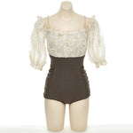 Off-shoulder One-piece High Waist Beach Hot Spring Swimsuit