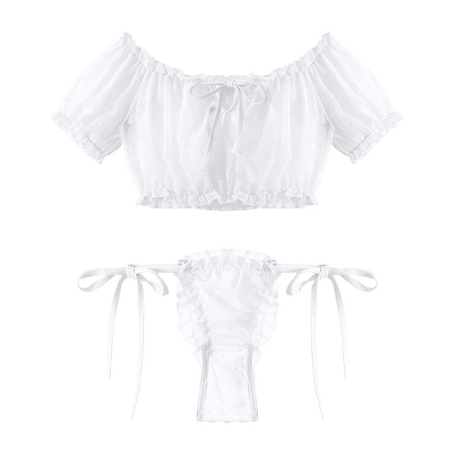 Off Shoulder Ruffled Top Two-piece Set