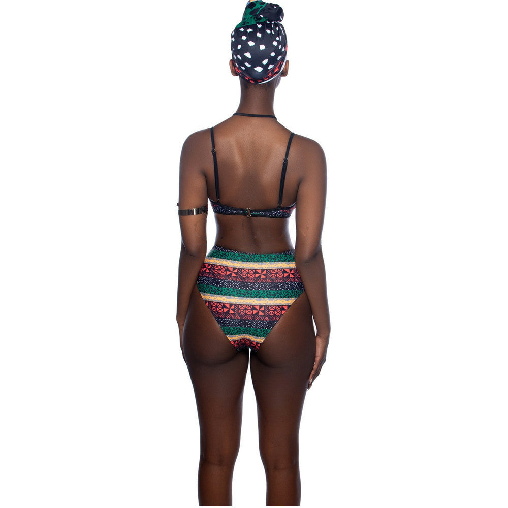 Ladies split high waist bikini swimsuit