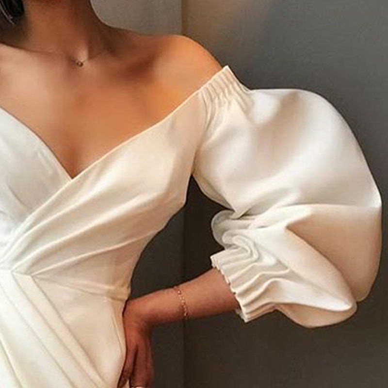 Bubble sleeve dress evening dress