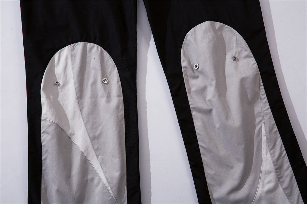 Loose Straight Trousers Button Design Female