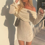Skirt Knitted Hollow Chest Wrap Off-shoulder Dress