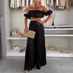 Women's Fashion Satin Tube Top Wide Leg Pants Suit