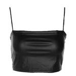 Chest Wrap Camisole Tube Tight Slimming Imitation Leather Off-shoulder Top