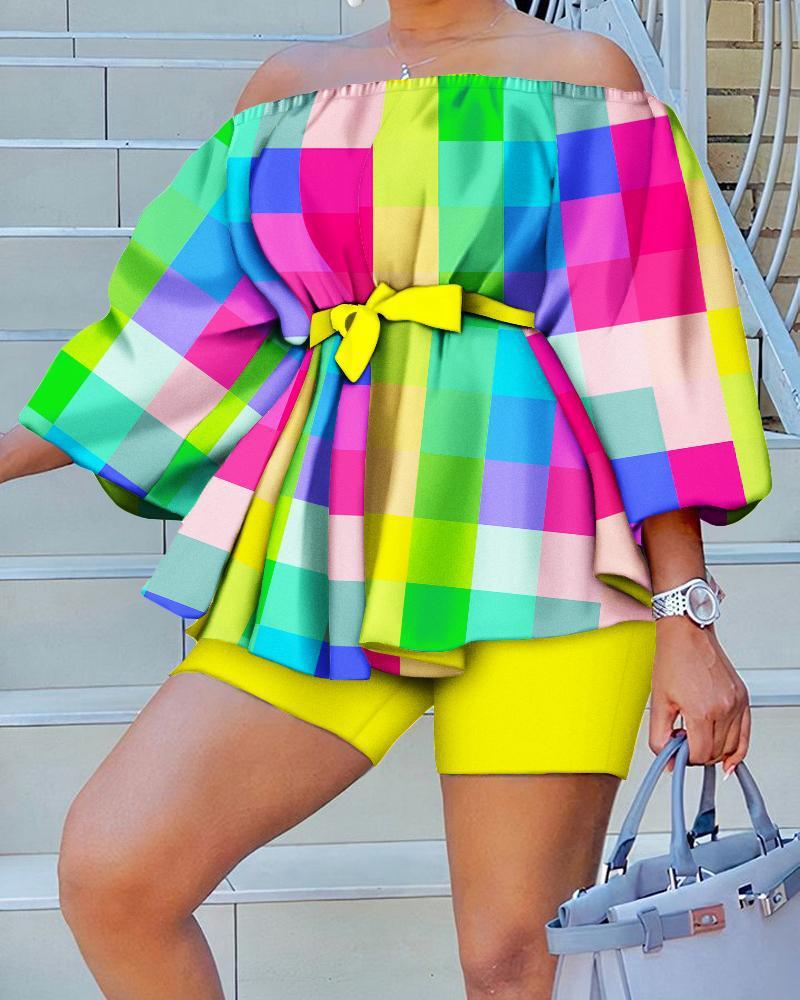 Women's Off Shoulder Fashion Print Set