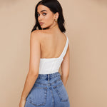 Summer Vacation Style Vest Women Fashion One Shoulder