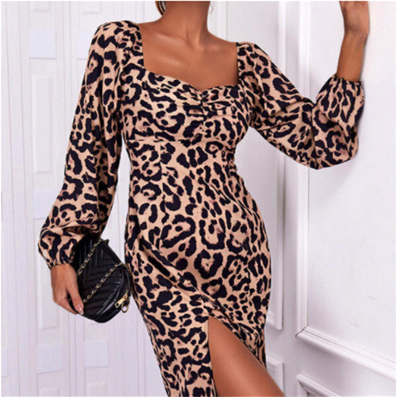 Women's Long-sleeved Knee-length Elegant Split Dress