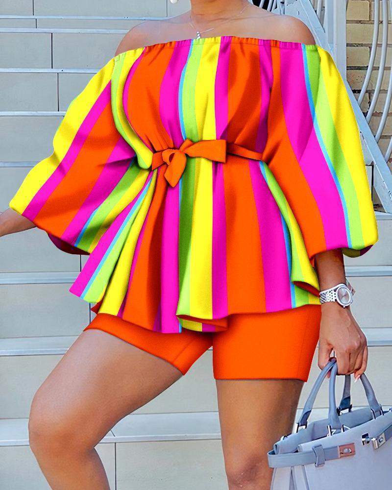 Women's Off Shoulder Fashion Print Set