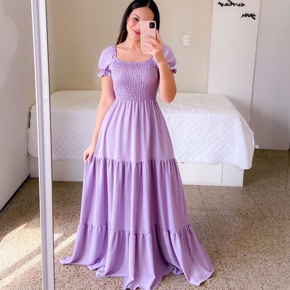 European And American Style Dress Off-shoulder Floral Off-shoulder Long Color Fairy Skirt