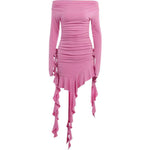 Fashion Off-shoulder Ruffled Dress Women