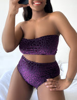 Plus Size Women's High Waist Split Bikini Swimsuit