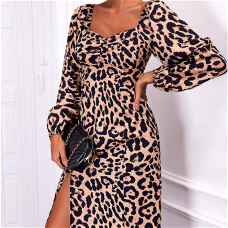Women's Long-sleeved Knee-length Elegant Split Dress
