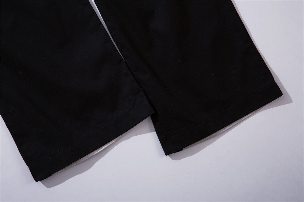 Loose Straight Trousers Button Design Female