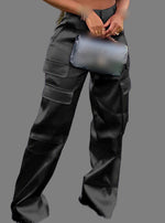 Fashion Casual Zipper Solid Color Multi-pocket Straight-leg Pants