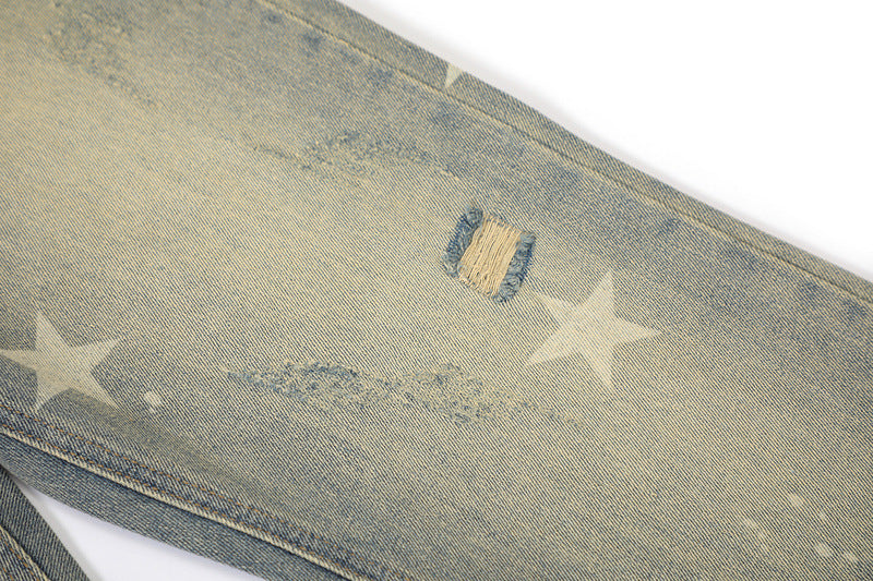 Fashion XINGX Printed Washed Jeans Men