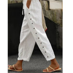 Women's Pants Elastic Waist Loose Casual Cropped Trousers