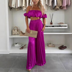 Women's Fashion Satin Tube Top Wide Leg Pants Suit