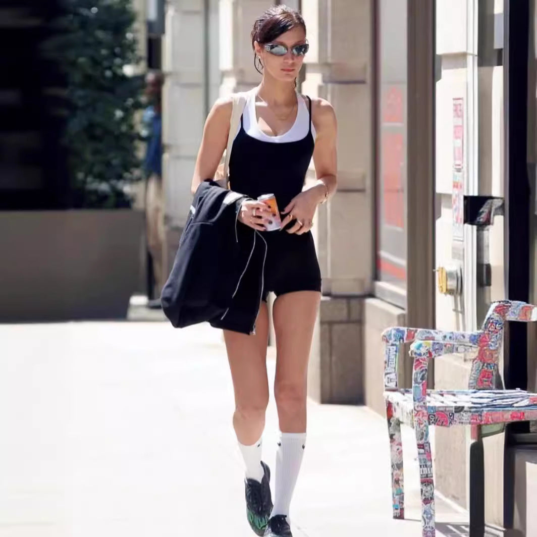 Hot Girl Basic Elastic Quick-drying Top Running Workout Vest Inner Wear