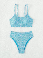 Women's Fashion Simple High Waist Split Tube Top Bikini Swimsuit