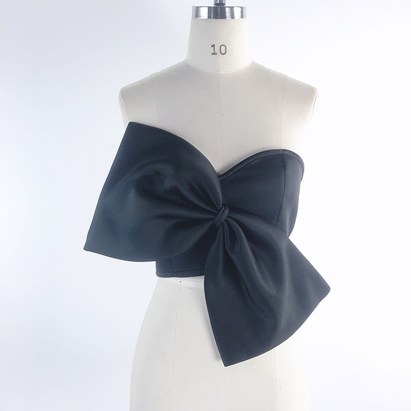 Bow Wrap Bust Off-Shoulder Versatile Crop Top