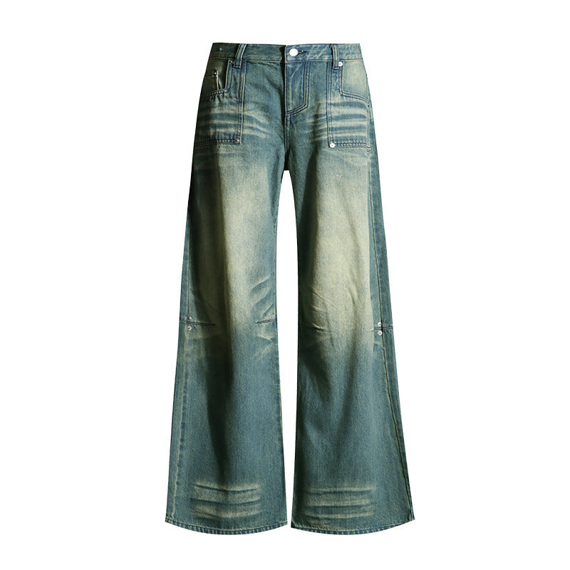 Washed-out Vintage Straight Jeans For Women