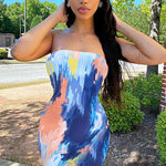 Colorful Tie-Dye Off-Shoulder Wrap Dress