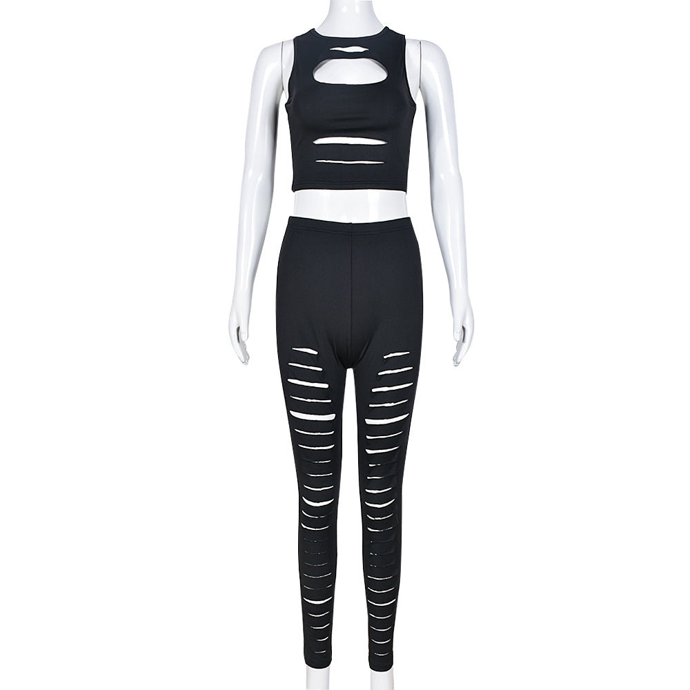 Round Neck Vest Cut Out Suit