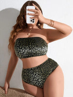 Plus Size Women's High Waist Split Bikini Swimsuit