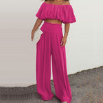 Women's Fashion Off-shoulder Wide-leg Pants Two-piece Set