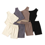 Baby Girl Fashion Cotton Sleeveless Off Shoulder Vest Top Shorts Set
