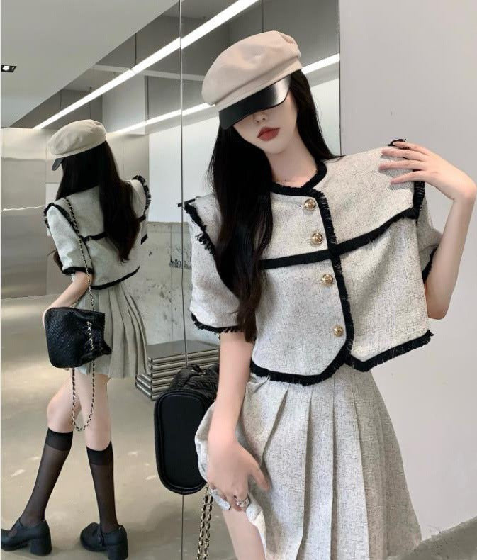 Fringe Cropped Top Fashion Skirt Two Piece Set