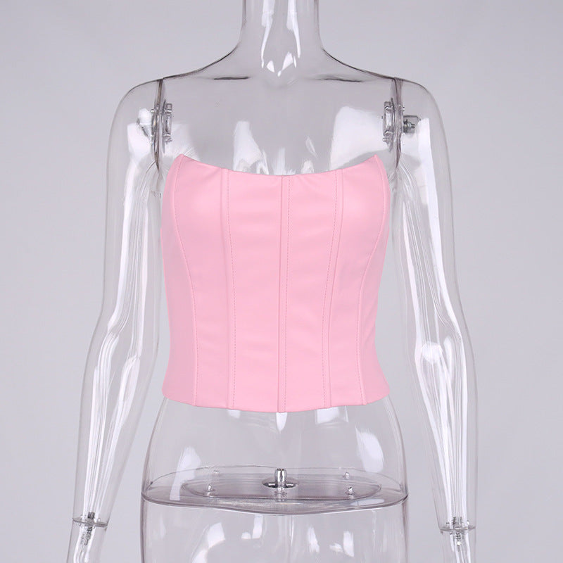 Fishbone Off-the-shoulder Collar Wrap Chest Vest Top Women