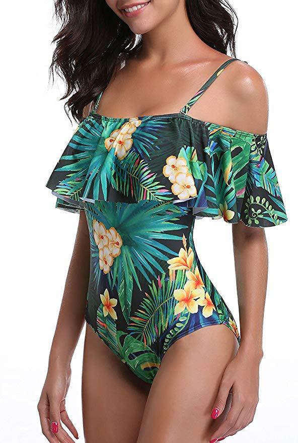 Slim Off Shoulder Women's One-piece Swimsuit