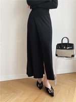 Autumn And Winter French Retro Cashmere Off-shoulder Irregular Top Two-piece Set