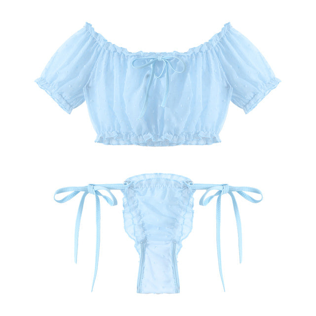 Off Shoulder Ruffled Top Two-piece Set