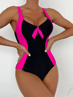 Classic Black And White Contrast Color Fit Swimsuit